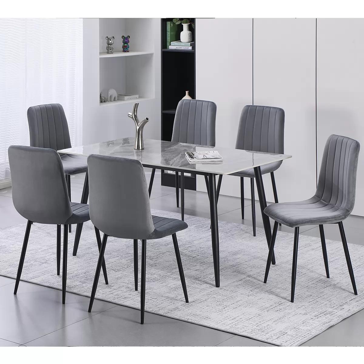 Комплект обеденный Марбл 1/6 Серый мрамор (YA390013)