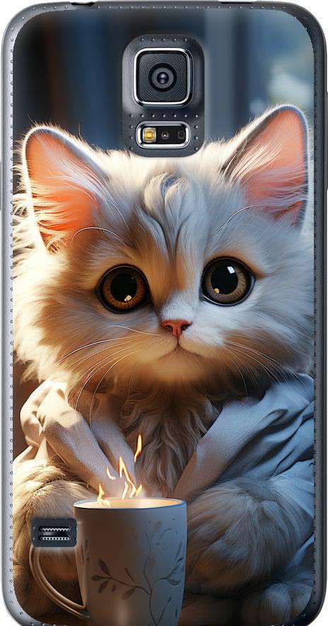 Чехол на Samsung Galaxy S5 Duos SM G900FD White cat (5646t-62-42517)