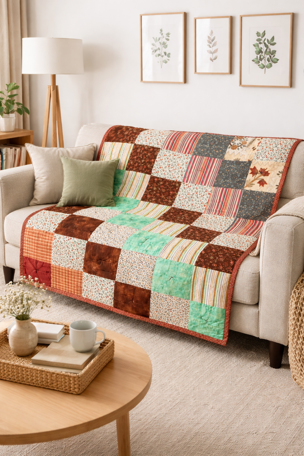 Покрывало пэчворк ручной работы 150х200 см Домашняя сказка