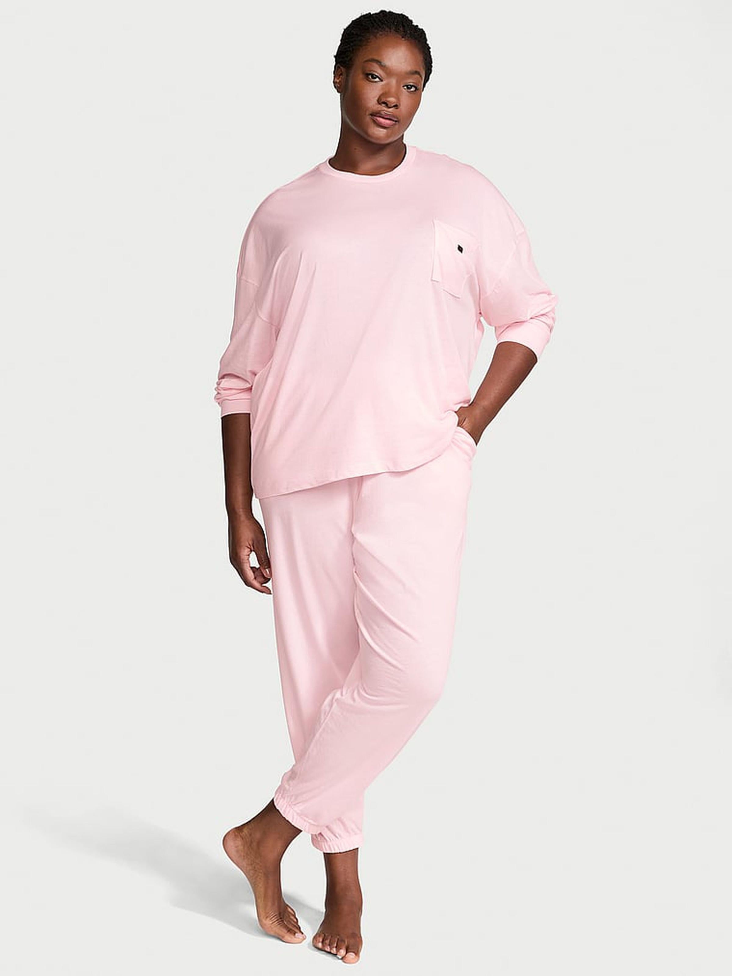 Пижама котоновая Victoria's Secret 100% Cotton Long Pajama Set Regular XS Розовый (2671312D)