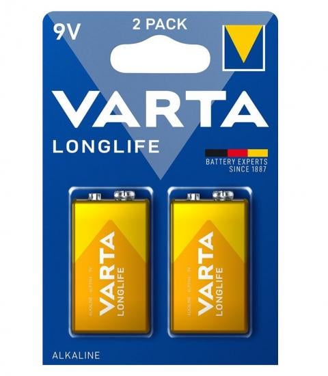 Батарейки лужні Varta Longlife 6LR61 2 шт. (ERC-04122101412)