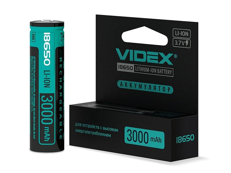 Аккумулятор Videx Li-lon 18650-Р с защитой color box 3000 mAh 1 шт. (7289)
