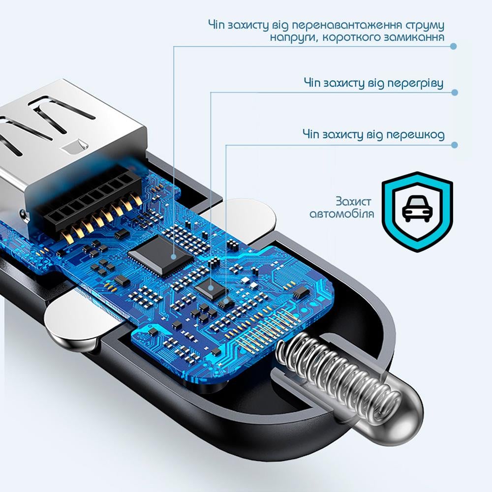 Автомобільна зарядка з вольтметром для телефону в прикурювач GS-C18A1004 USB 12W (375397320) - фото 8
