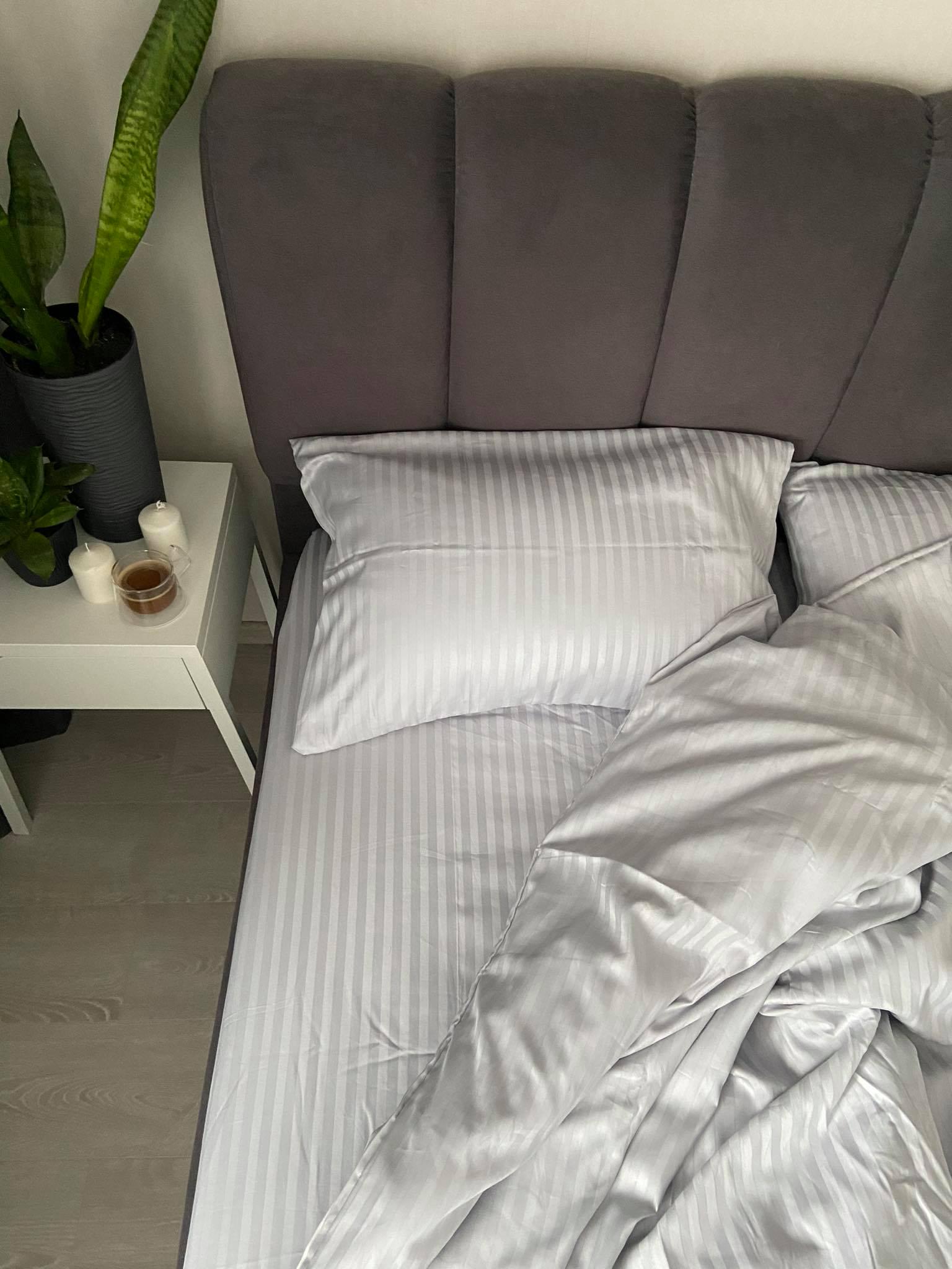 Комплект постільної білизни LILA Textil Home з преміум страйп-сатина полуторний Сірий (11382460) - фото 4