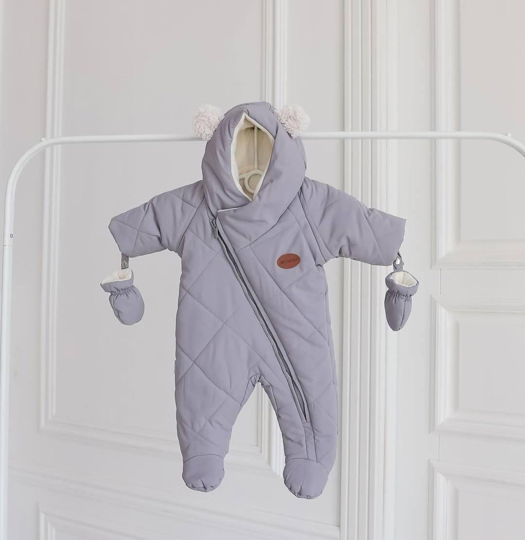 Комбінезон дитячий зимовий Polar цільний з капюшоном 68 см Сірий (1010)