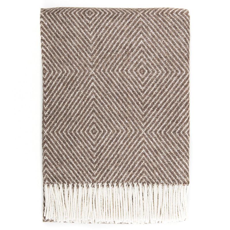 Плед шерстяной Vladi Лилль 140х200 Бело-коричневый (2000022082426)