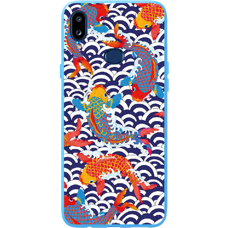 Чехол Boxface Samsung A107 Galaxy A10s Koi Fish Голубой силикон (37944-up2477-41588)