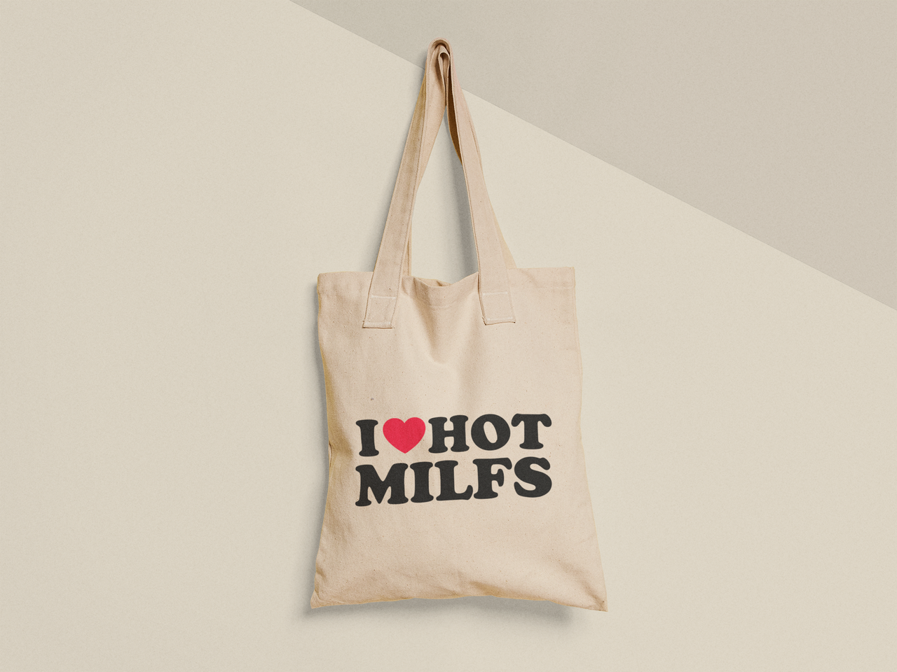 Эко-сумка шоппер с принтом "I Hot Milfs" 38х40 см Бежевый (ПН393-Т)