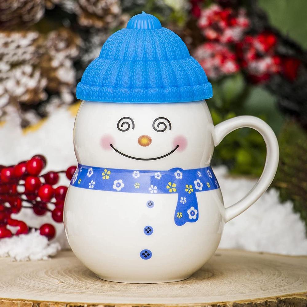 Чашка новогодняя с крышкой снеговик 350 мл Чашка новогодняя с крышкой снеговик 350 мл