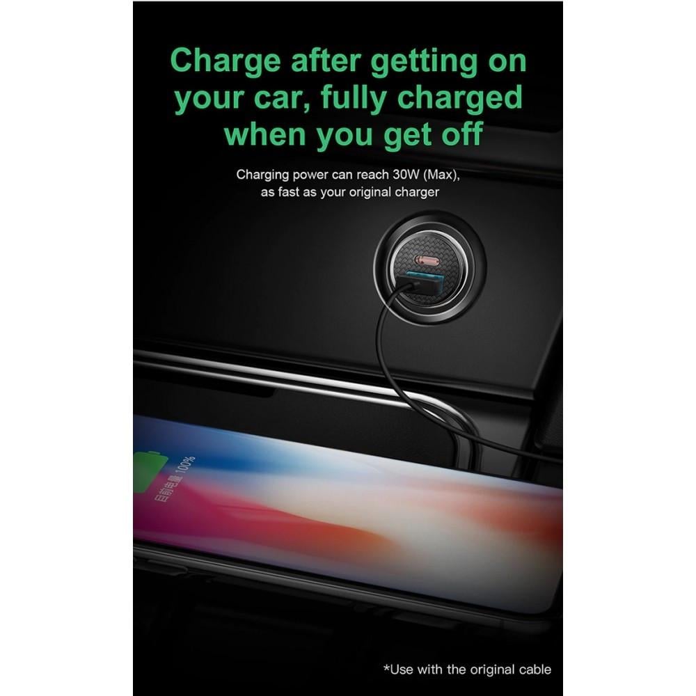 Автомобильное зарядное BASEUS 30 W PD 3.0 QC 3.0 USB/USB-C Black (25397415) - фото 5 Автомобильное зарядное BASEUS 30 W PD 3.0 QC 3.0 USB/USB-C Black (25397415) - фото 5