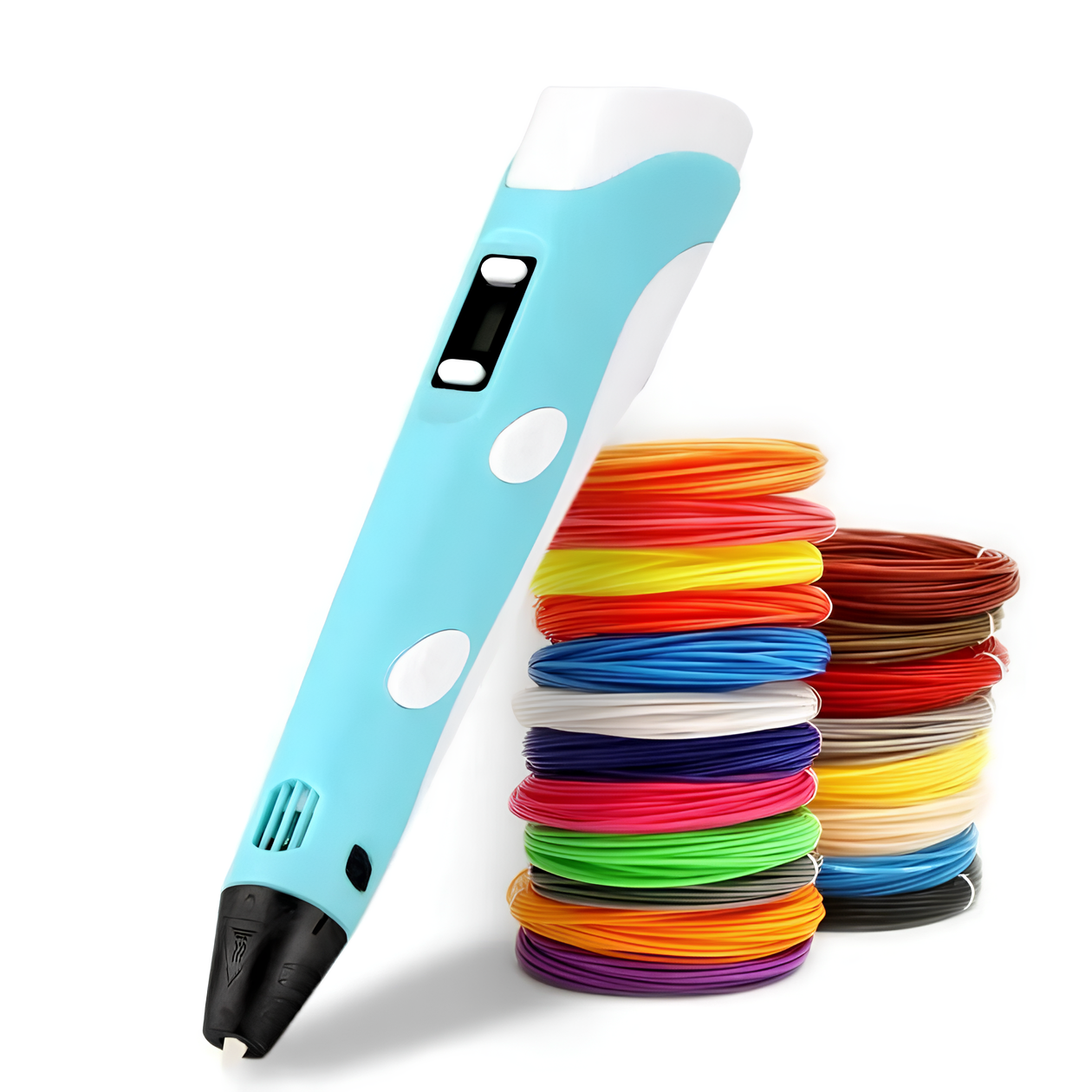Ручка 3Д для творчества с LCD дисплеем 100 м пластика Голубой (00122)