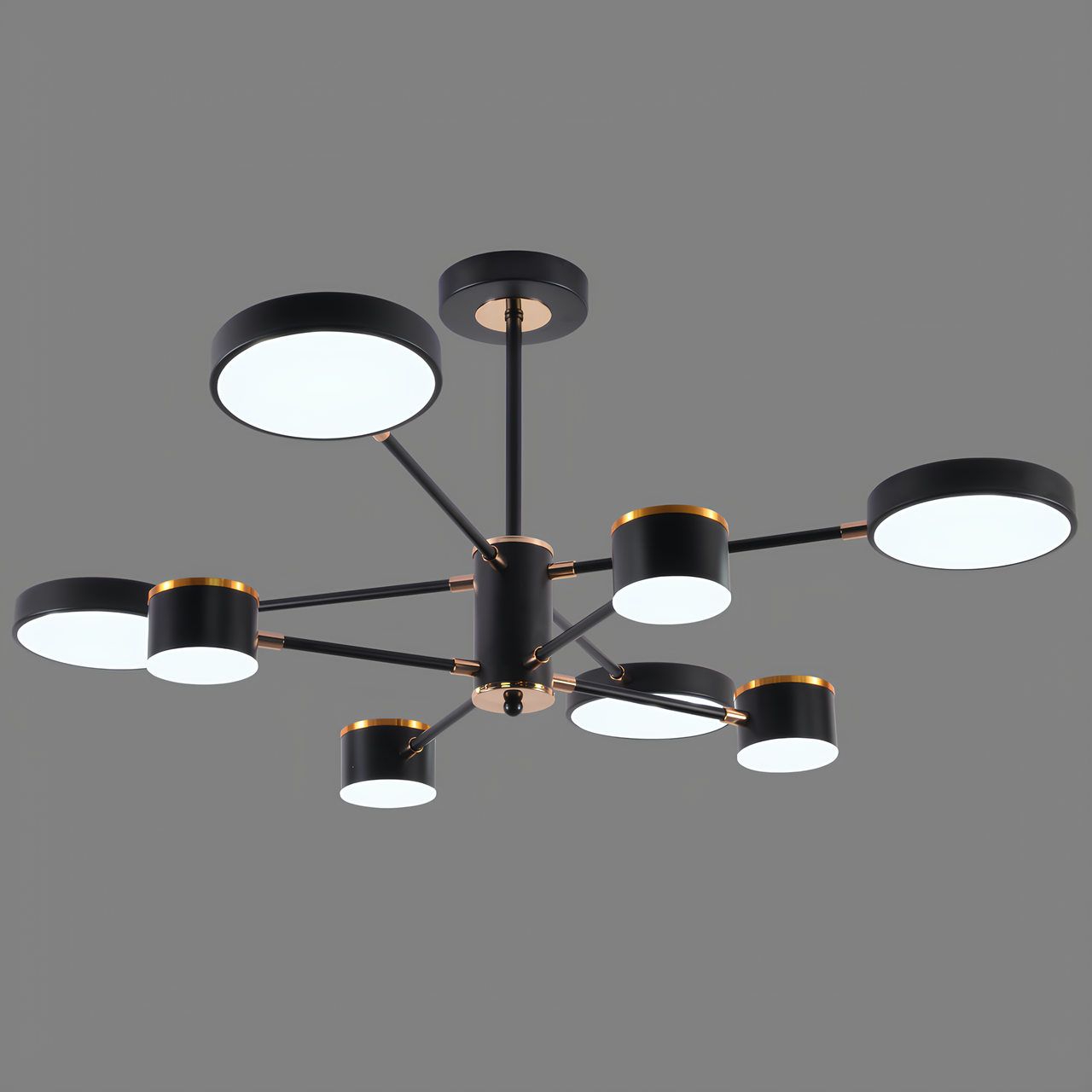 Люстра светодиодная Sirius 132W с круглыми рассеивателями 3000-6500K Черный/Золотой (B X13288/8 BK+FGD)