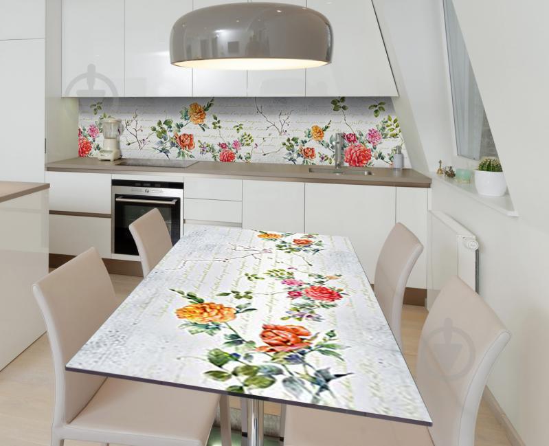 Наклейка 3Д виниловая на стол Zatarga «Цветочное обаяние» 650х1200 мм для домов, квартир, столов, кофейн, кафе Наклейка 3Д виниловая на стол Zatarga «Цветочное обаяние» 650х1200 мм для домов, квартир, столов, кофейн, кафе