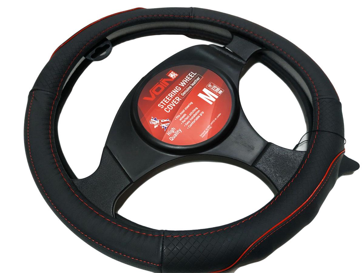 Чехол на руль авто Vitol VLOD-L282 BK RD M 37-39 см