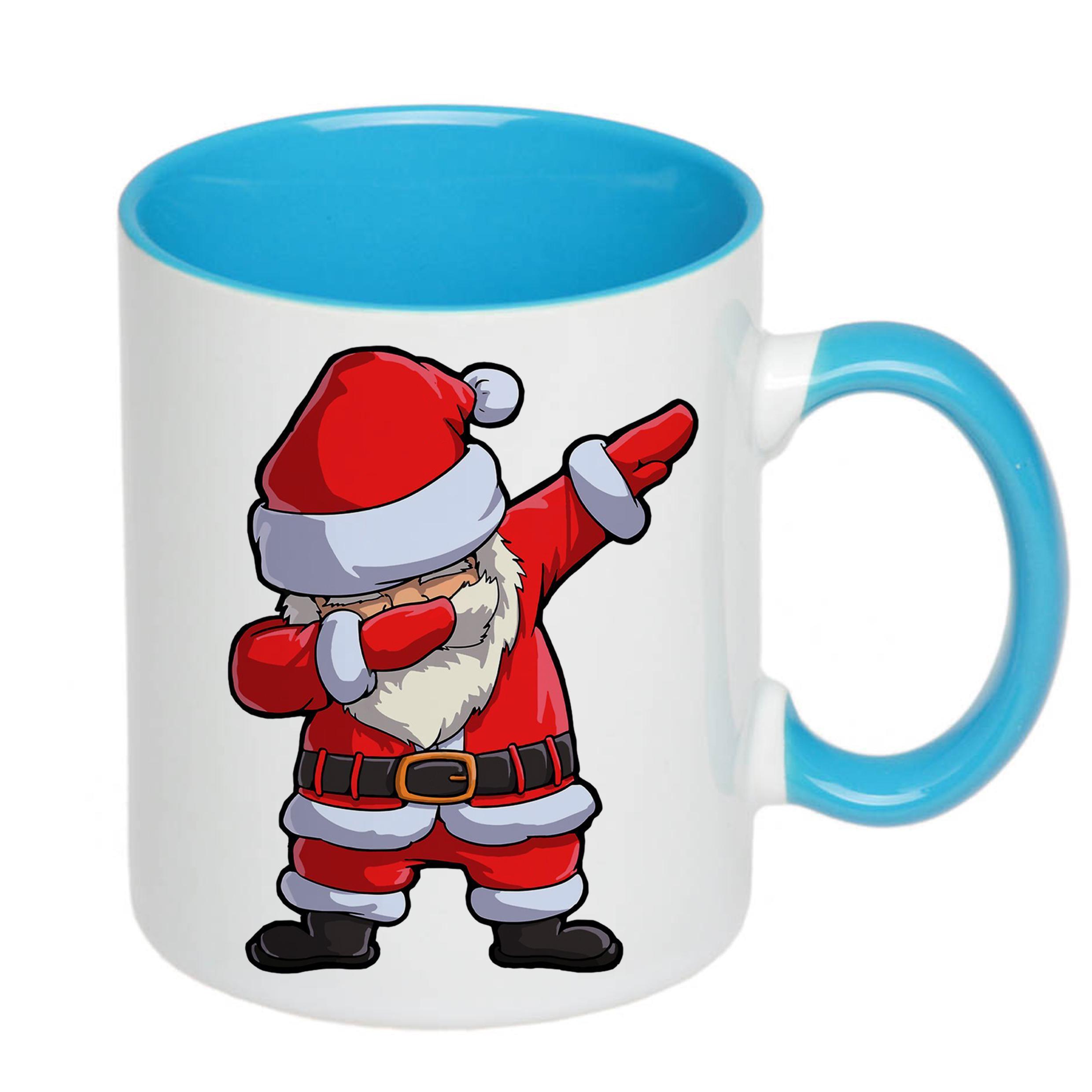 Чашка з новорічним принтом Санта "Санта-Клаус деб" 330 мл Блакитний (16630) - фото 1