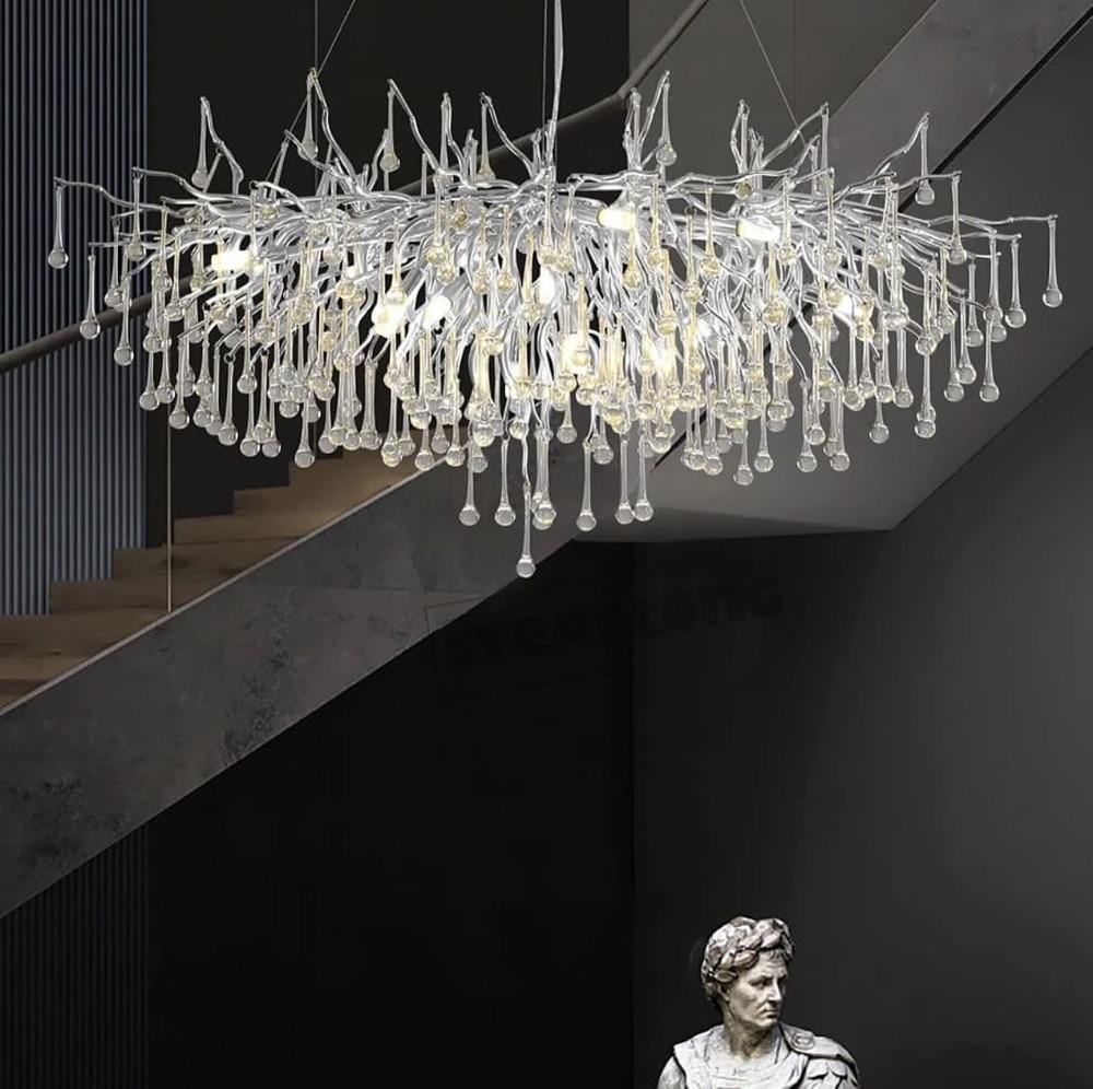 Люстра видовжена із кришталевими крапельками 100х50 см (704L CH/CL) - фото 5