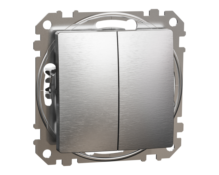 Выключатель двухклавишный Schneider Electric Sedna Design&Element ABS-UV Алюминиевый (SDD170105)