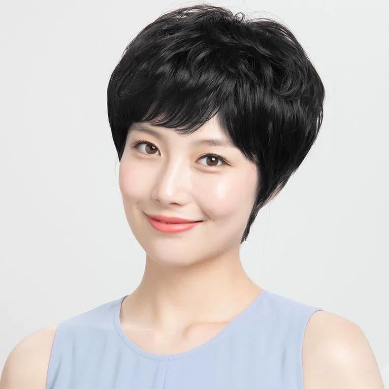 Парик женский короткие прямые волосы Черный (55-181-1805)