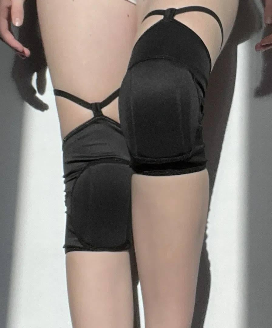 Наколенники для спорта танцев и гимнастики со стропами L Черный - фото 3
