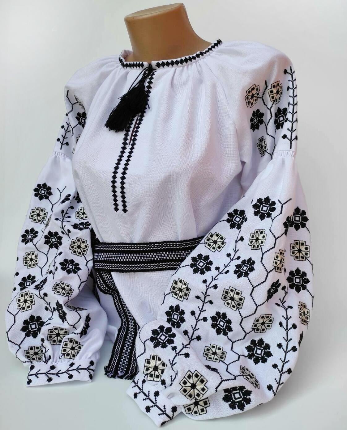 Женская вышиванка с длинным рукавом S Белый (2811S-42)