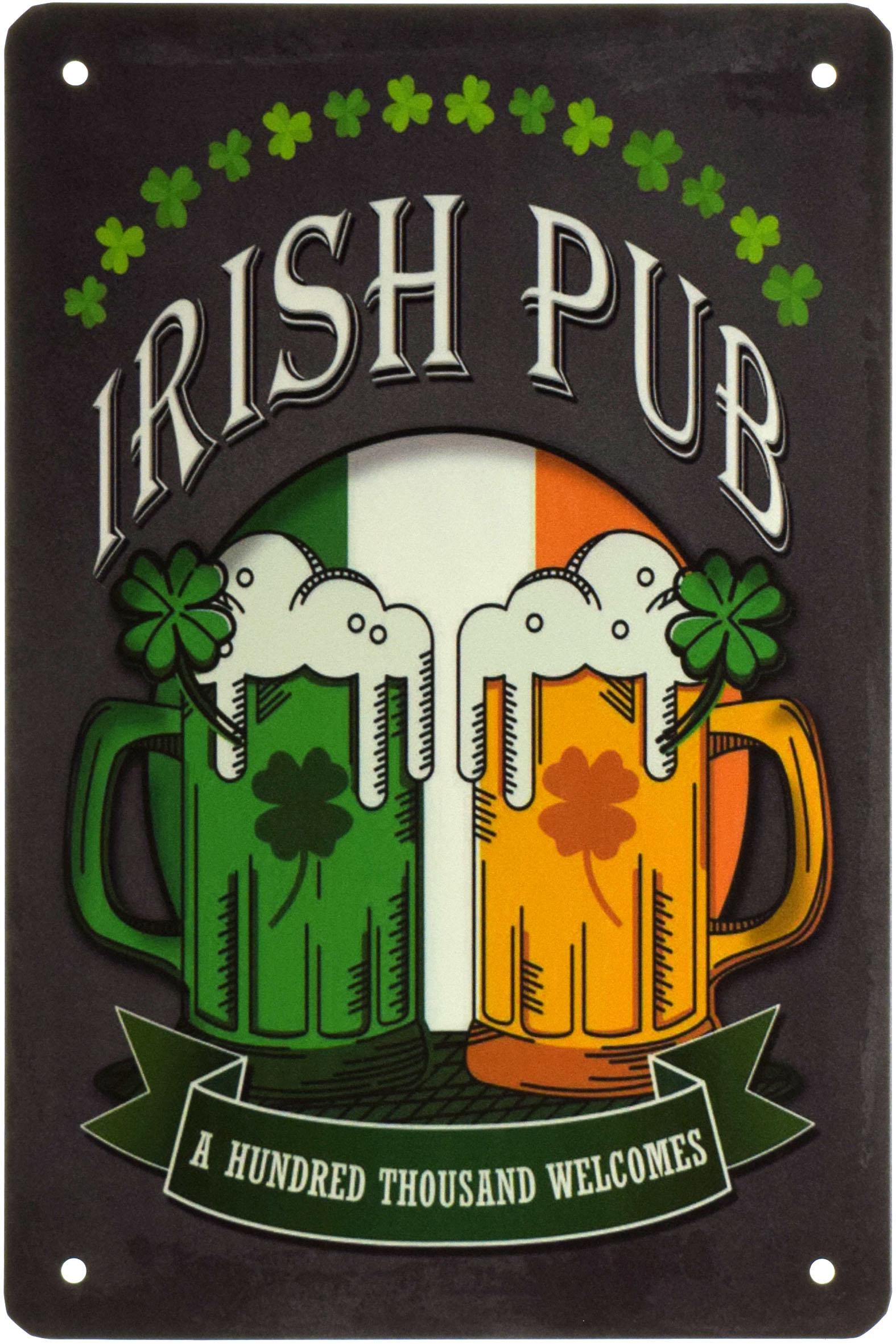 Табличка металлическая Ирландский Паб Сто Тысяч Приветствий/Irish Pub A Hundred Thousand Welcomes 20x30 см