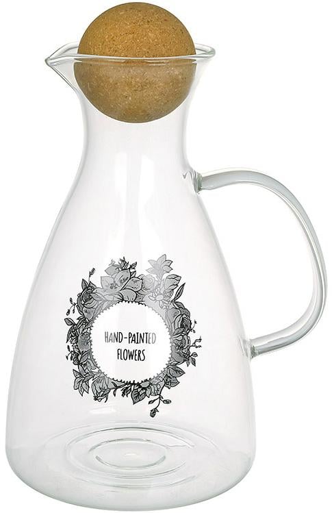 Графин стеклянный Flowers с круглой пробкой 1700 мл