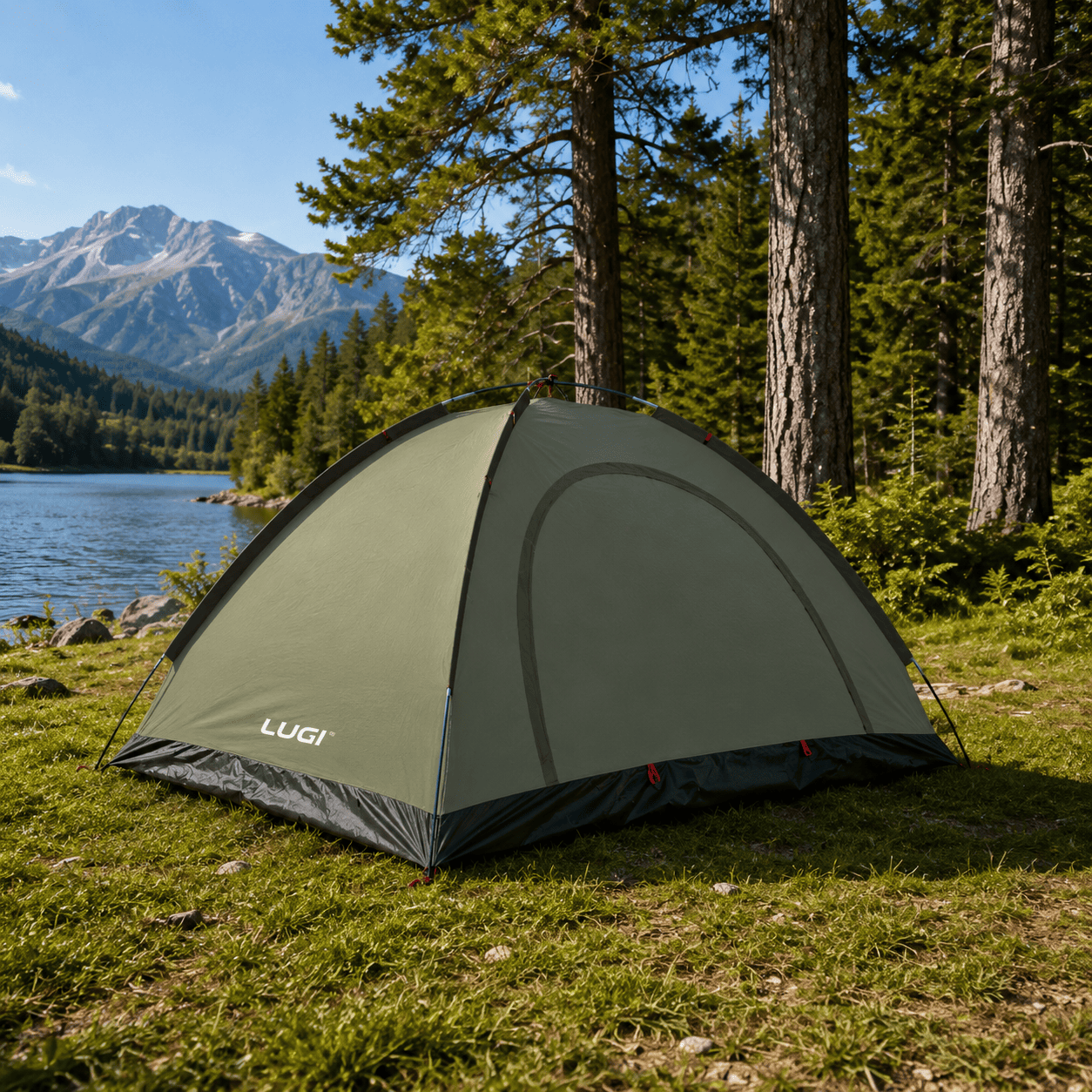Намет двомісний туристичний ня 200×150×120 см Хакі (LU-025GR)