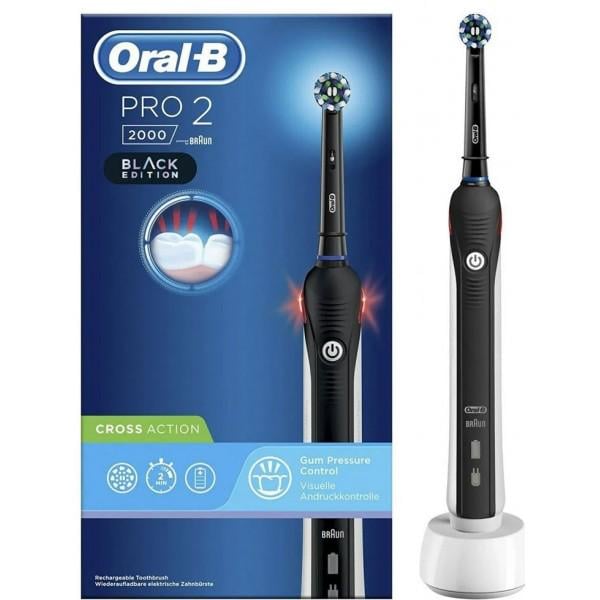 Электрическая зубная щетка Oral-B PRO2 2000 Cross Action Black Edition D501.513.2 1 шт. - фото 1