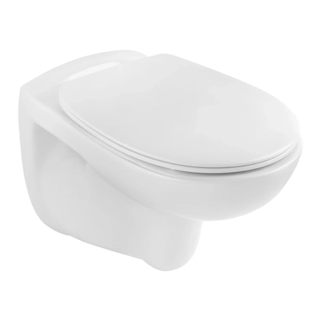 Унитаз подвесной Kroner Oker WHI533536 безободочный с сиденьем Slim Duroplast 340х360 мм Белый (KO533536WHIR)