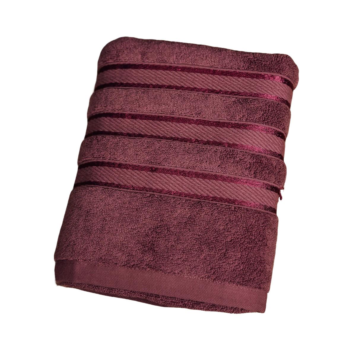 Рушник банний Koloco Чотири смуги махра 70х140 см Бордовий (41197) Рушник банний Koloco Чотири смуги махра 70х140 см Бордовий (41197)