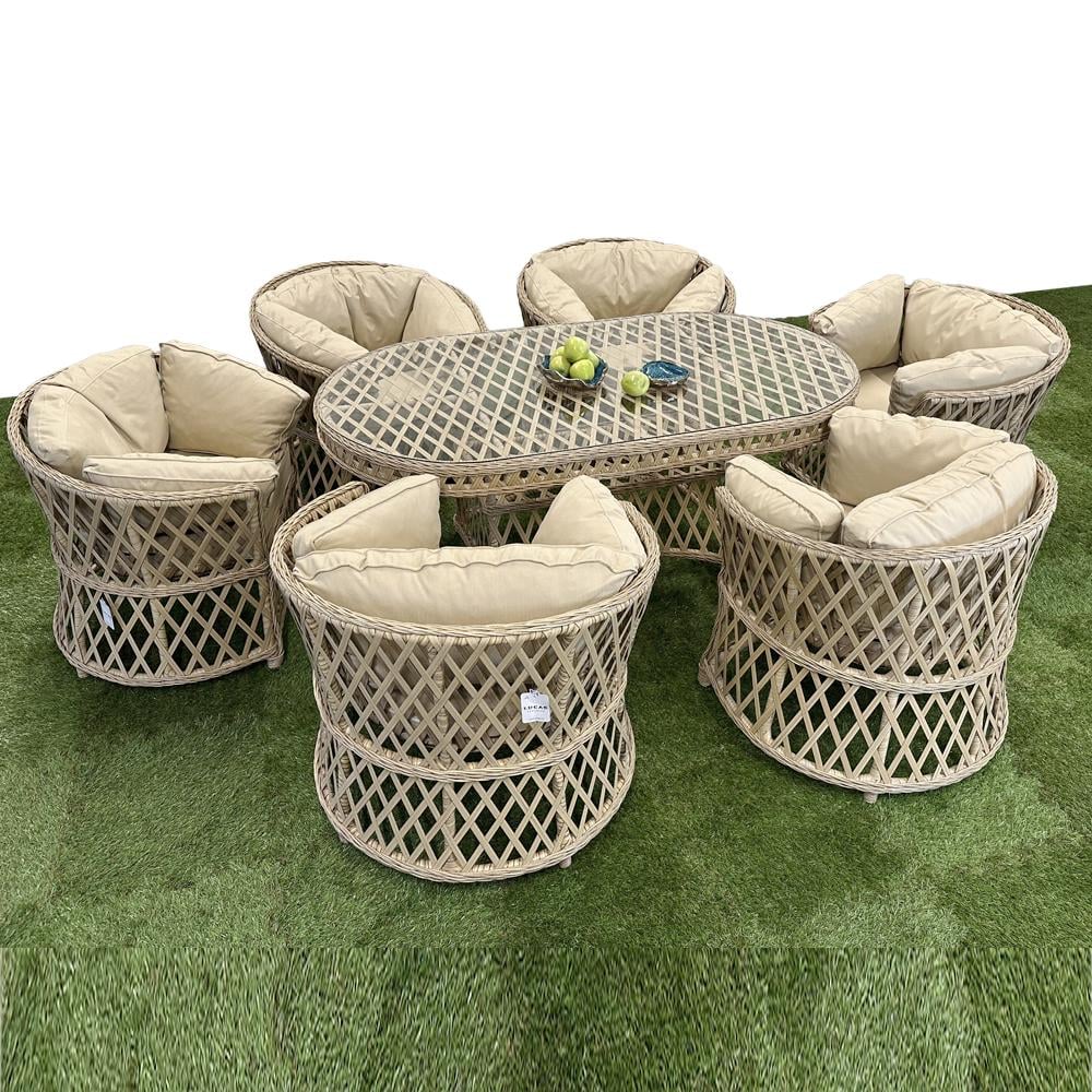 Комплект садовой мебели SNMZ PALERMO 6 искусственный ротанг/стол/стулья 6 шт. Бежевый