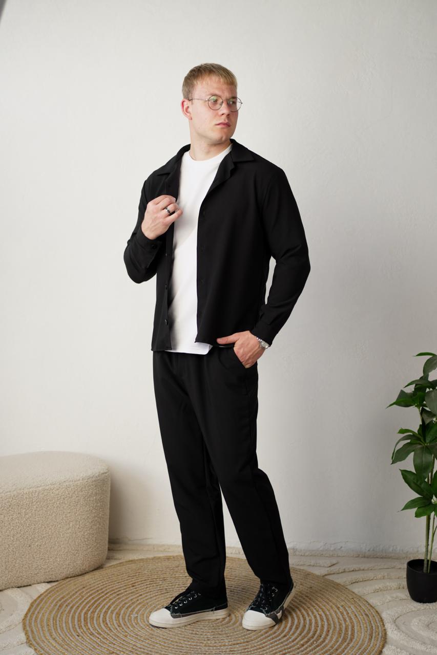 Костюм мужской классический Tiar A0126 рубашка/штаны L Черный (A0126/2) - фото 4