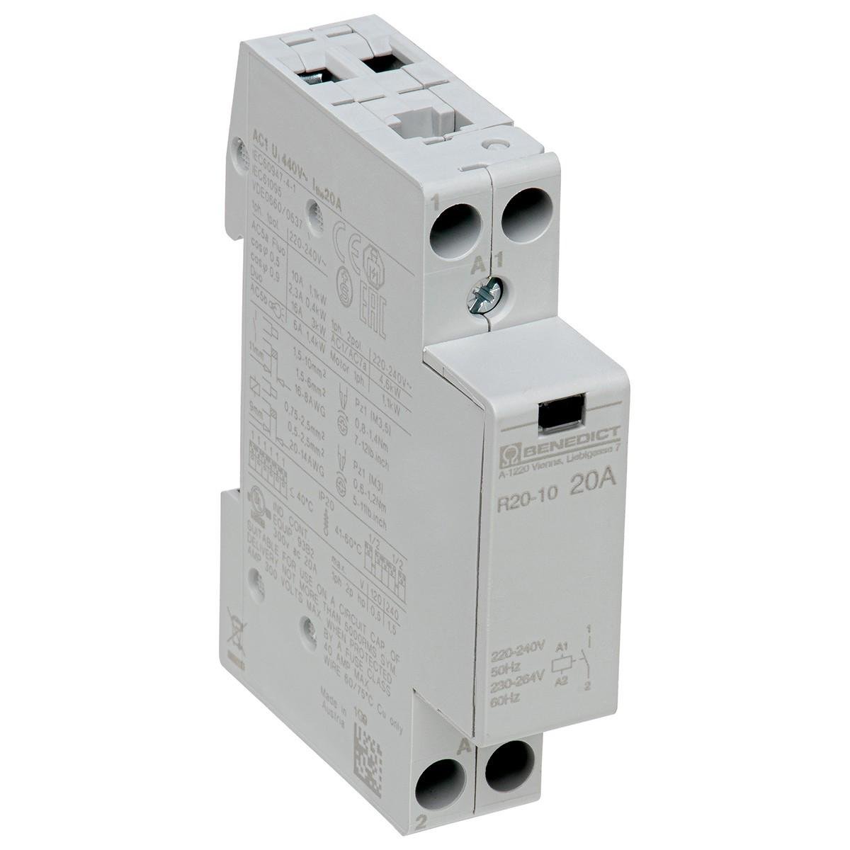 Контактор Benedict R20-10 20 А 1NO 230 В 50 Hz (17398)