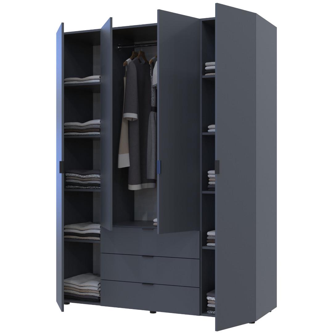 Шкаф распашной для одежды Doros Гелар 155х49,5х203,4 см Графит (26815735) - фото 2 Шкаф распашной для одежды Doros Гелар 155х49,5х203,4 см Графит (26815735) - фото 2