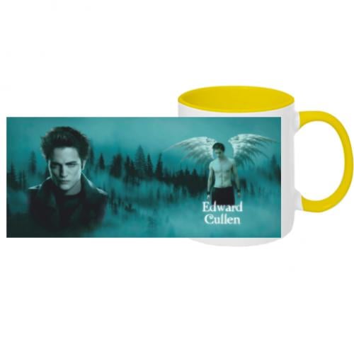 Кружка двухцветная с полной запечаткой Edward Cullen 320 мл Бело-желтый (18451654-34-208033)