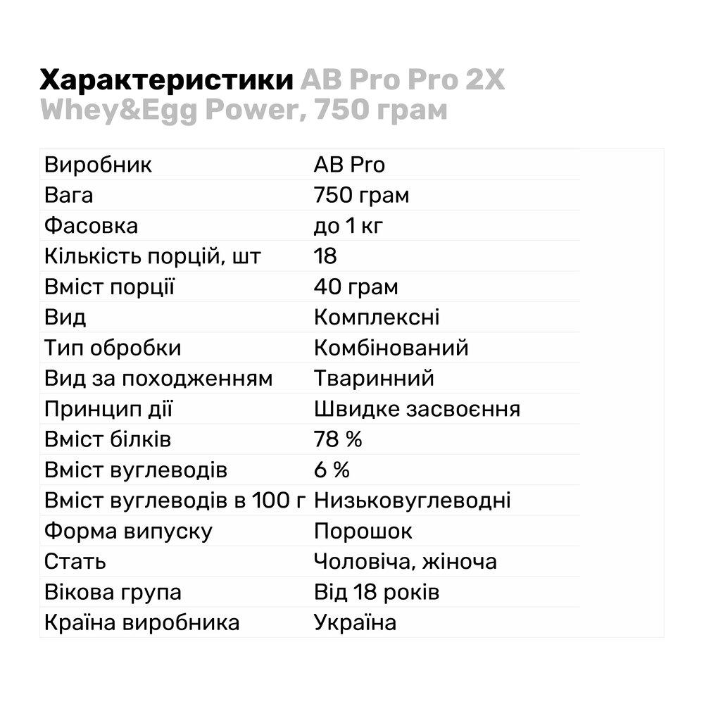 Протеин AB Pro Pro 2X Whey&Egg Power 750 г Клубника (7589V12244) - фото 2