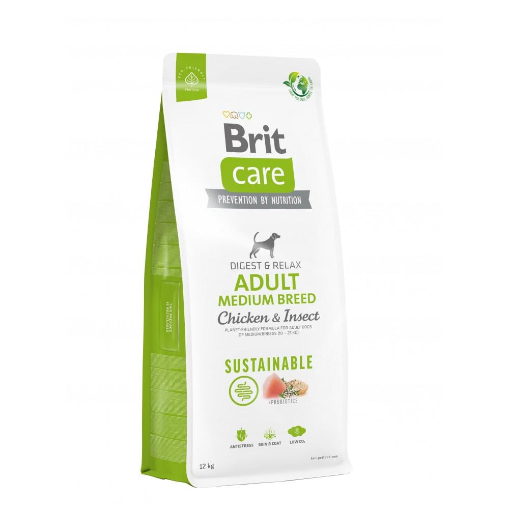 Корм сухой для собак Brit Care Dog Sustainable Medium Breed с курицей и насекомыми 12 кг (172177)