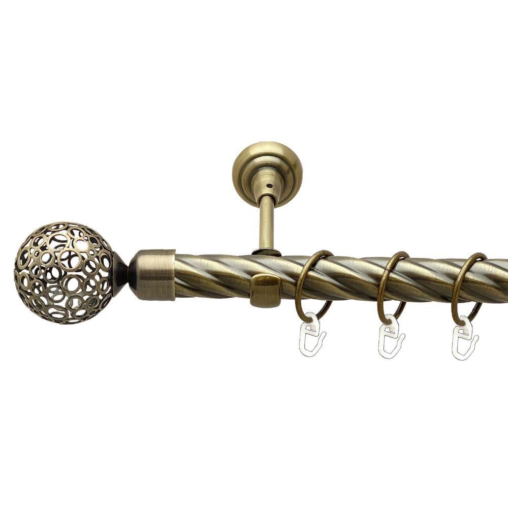 Карниз металевий Orvit Савона однорядний відкритий/скручена труба/кільце металеве Антик 25 мм 200 см (00-00017728)