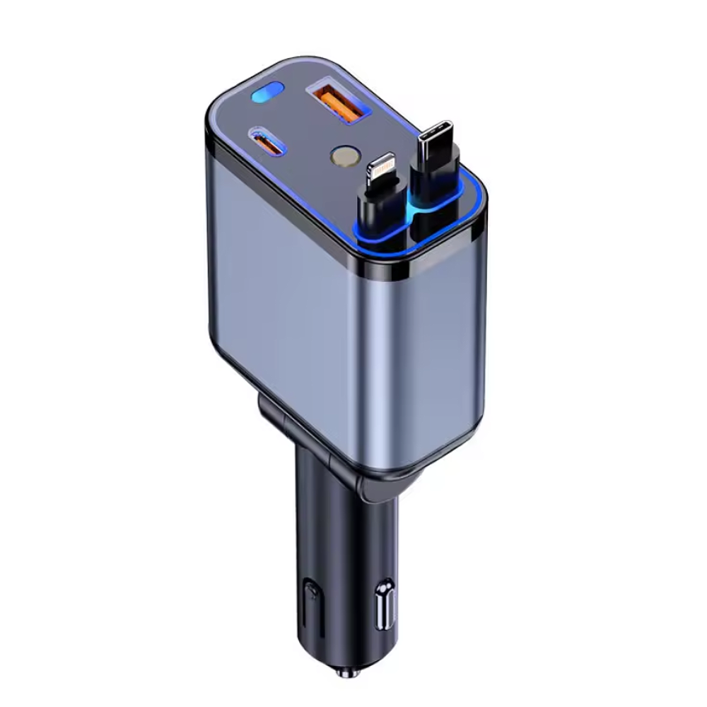 Зарядний пристрій автомобільний з LED підсвічуванням і швидкою зарядкою USB Type-C (12003)