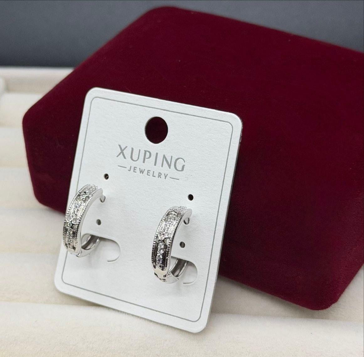 Серьги кольца Xuping гипоаллергенная медицинская сталь с камешками (2905507195)