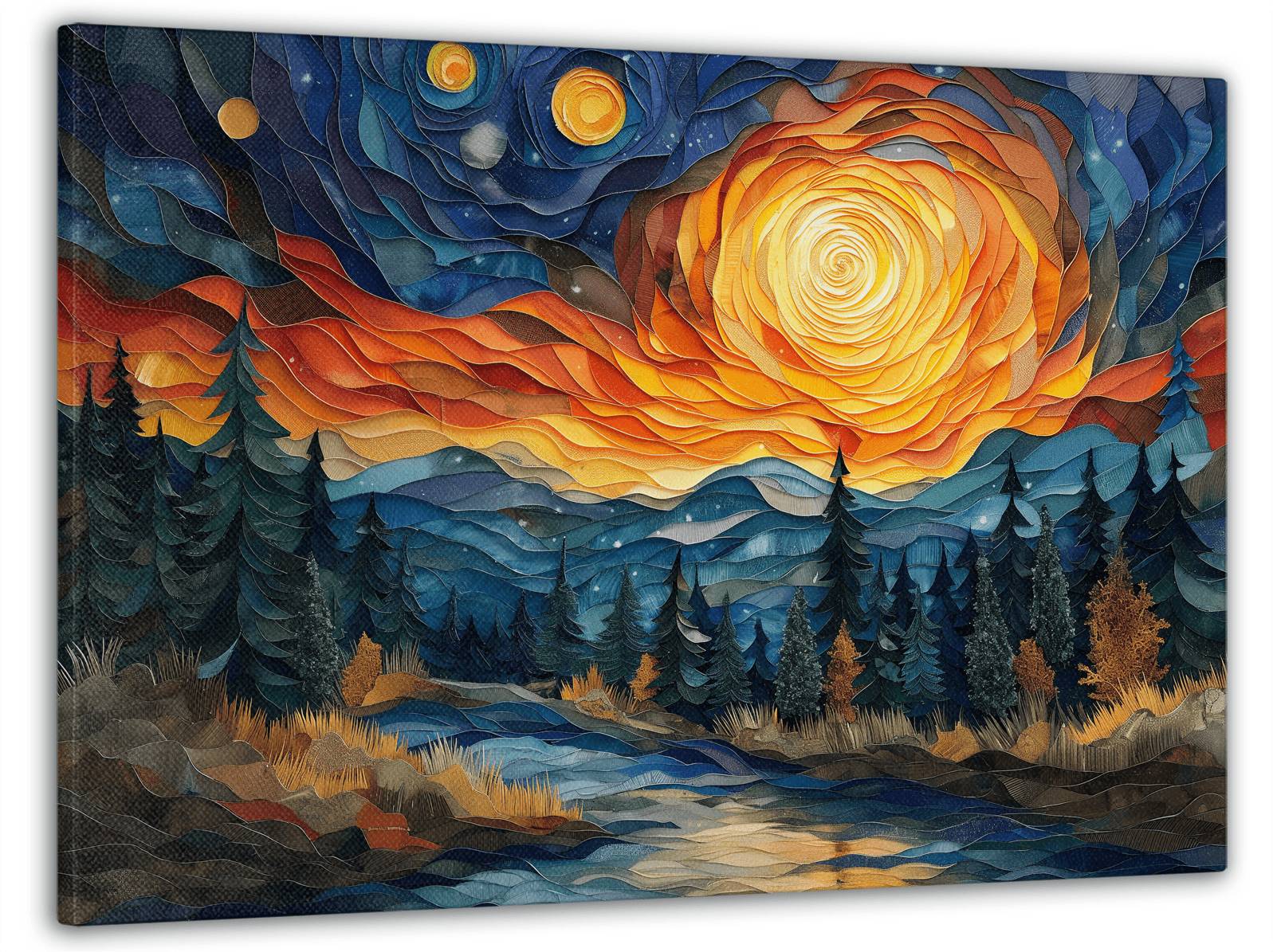 Картина на стіну з ефектом 3D Захід сонця над горами для 60x100 см (MN10126)