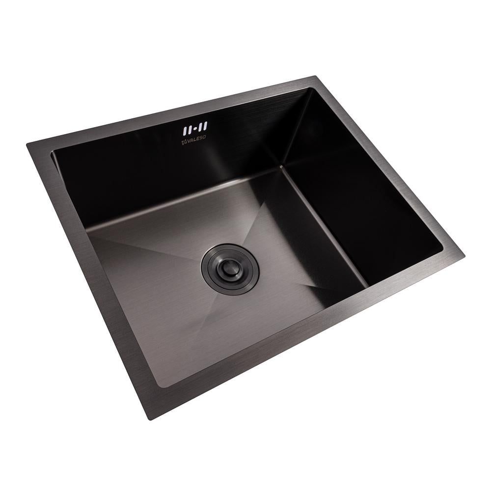 Мийка кухонна Valeso PVD СМ 54х44 Handmade монтаж під стільницю Чорний - фото 7