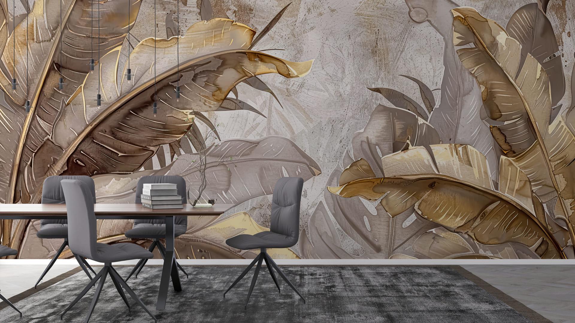 Фотошпалери флізелінові Styleo Print-walls 3D Золоті пальми 0307 350х270 см (Pw-0307/3)