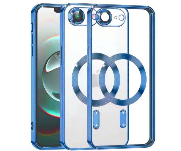 Чехол силиконовый Fashion Shining для iPhone 16e с поддержкой беспроводной зарядки Голубой