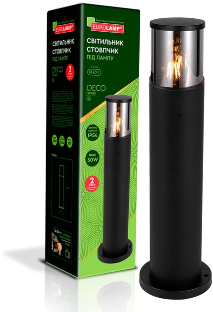 Светильник садово-парковый Eurolamp Deco C под лампу 1хЕ27 IP54 Черный (CL-1xE27DECOC)