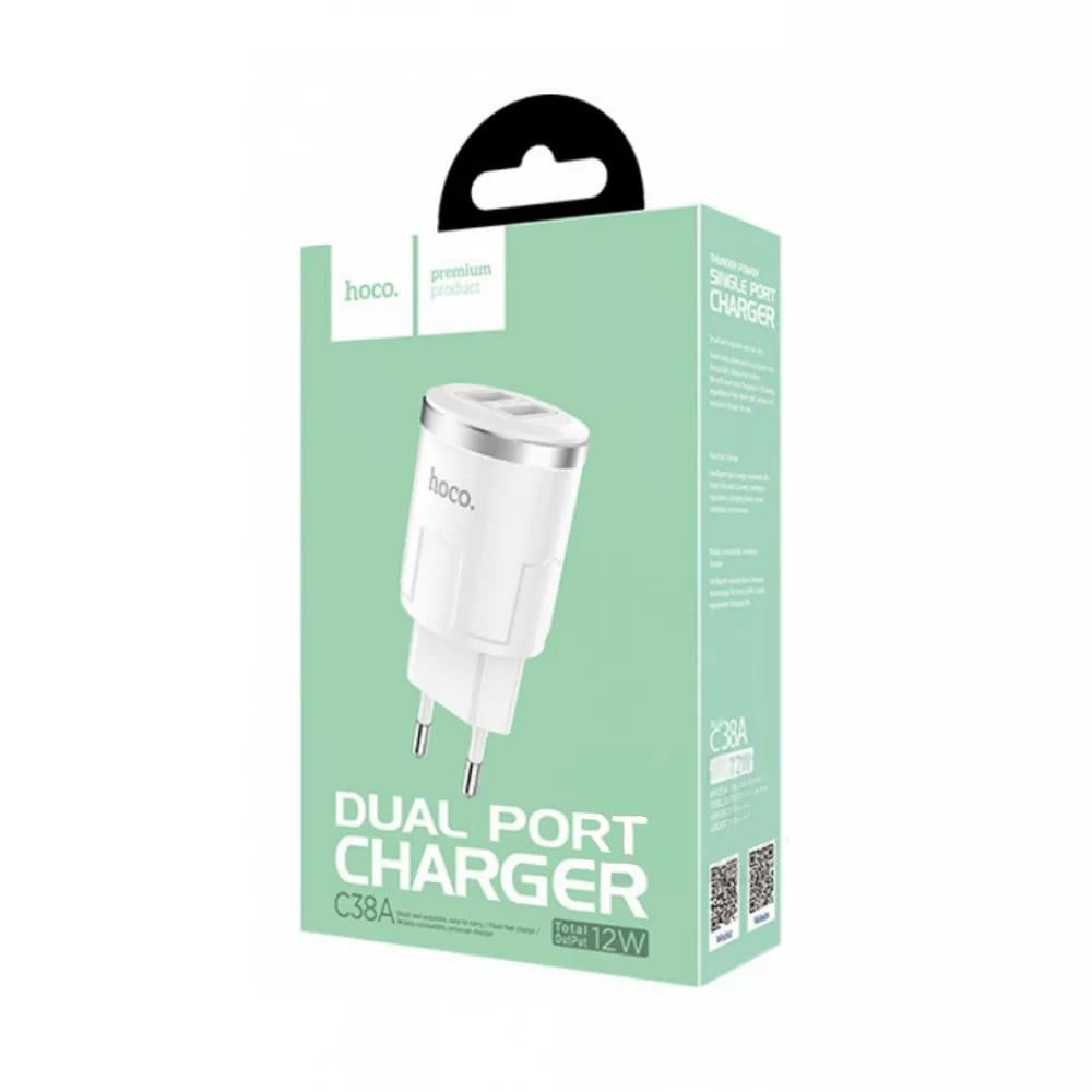 Зарядное устройство сетевое Hoco C38A Dual USB 12 W Белый Зарядное устройство сетевое Hoco C38A Dual USB 12 W Белый