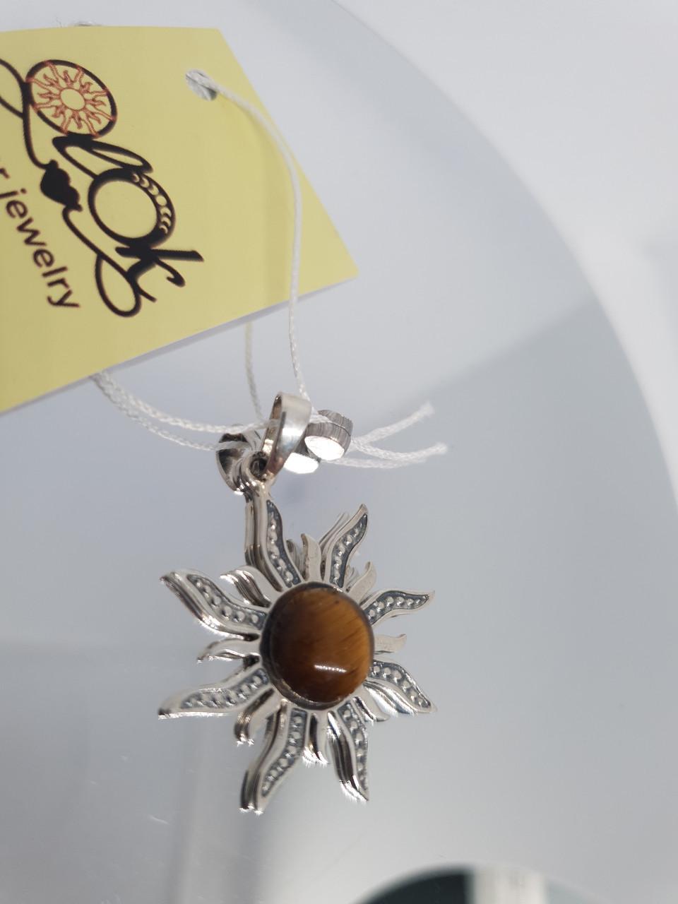 Підвіска Срібний Сонце з камінням Чорніння тигрове око 925 проба (30078201) - фото 3 Підвіска Срібний Сонце з камінням Чорніння тигрове око 925 проба (30078201) - фото 3