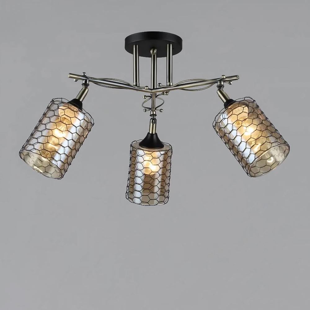 Люстра потолочная Light House SR-19344/3 AB/BK E27 650х260 мм Черный/Бронзовый/Медовый