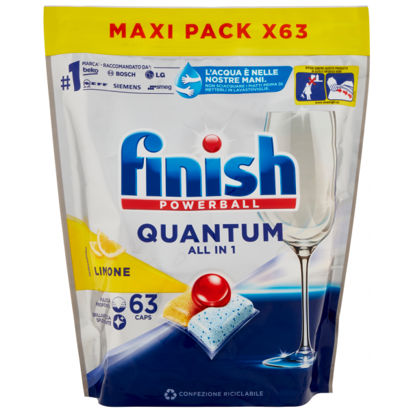 Таблетки для посудомоечных машин Finish Quantum All in 1 Lemon 63 шт. (029548)