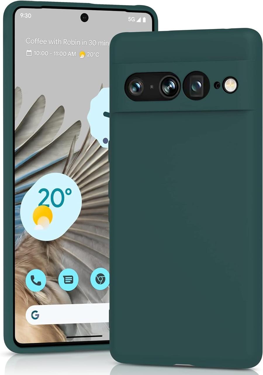 Силиконовый чехол для Google Pixel 7 Pro (с микрофиброй внутри) Темно-зеленый